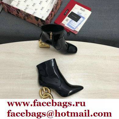 Dolce  &  Gabbana Heel 10.5cm ankle boots with DG Pop heel Patent Black 2022